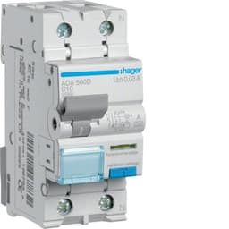 Дифавтомат 1P+N, 10A, B, 30mA, 10kA, A, Hager ADA560D