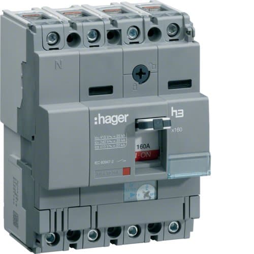 Автоматичний вимикач x160, In=100А, 4п, 25kA, Трег./Мфікс. Hager HHA101H