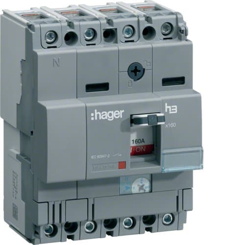 Автоматичний вимикач x160, In=80А, 4п, 40kA, Трег./Мфікс. Hager HNA081H