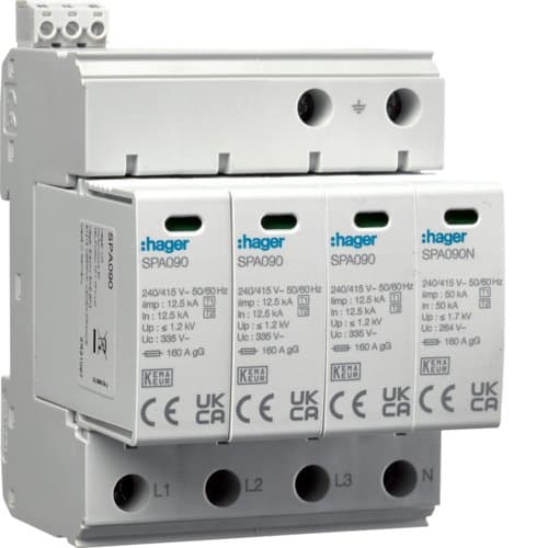 Розрядник (ПЗІП) T1+T2 4P 50kA 1,2kV TN-S TT +дод.контакт