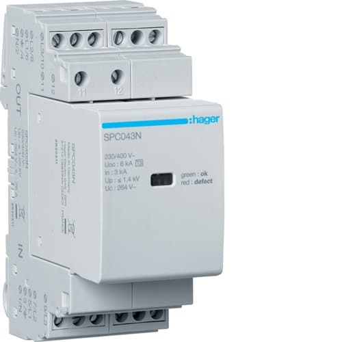 Розрядник (ПЗІП) T3 3P+N Uc 264V In 3kA Up 1.4kV +дод.контакт