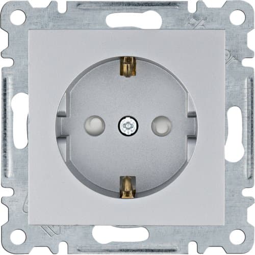Розетка з з/к з захистом контактів Lumina, срібна, 16А/230В