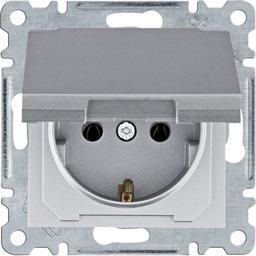 Розетка з з/к з кришкою Lumina, срібна, 16А/230В
