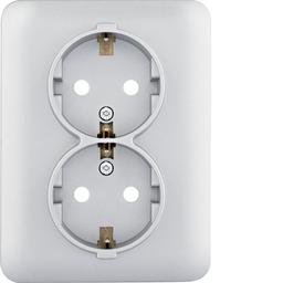 Розетка з з/к подвійна з захистом контактів Lumina, срібна, 16А/230В