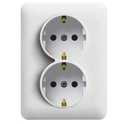 Розетка з з/к подвійна з захистом контактів Lumina, біла, 16А/230В WL1260