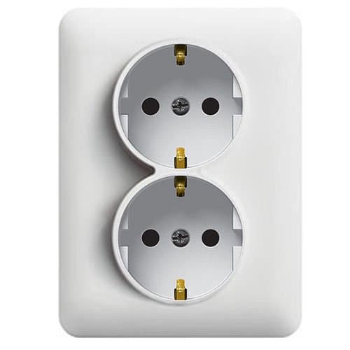 Розетка з з/к подвійна з захистом контактів Lumina, біла, 16А/230В WL1260