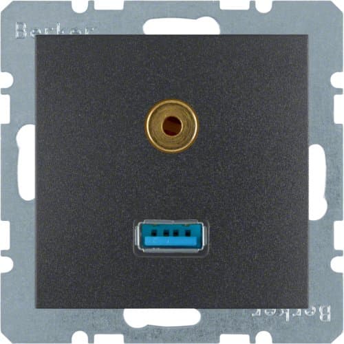 Розетка USB/3.5мм аудіо, антрацит S.1 3315391606