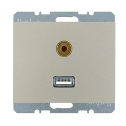 Розетка USB/3.5мм аудіо, сталевий лак, K.5 3315397004