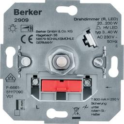 Диммер поворотний, ЛН/ВВГЛ 20-200Вт, LED 3-40Вт, 230В Berker 2909