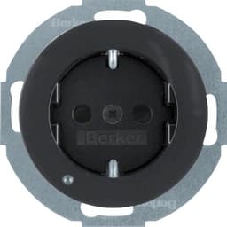 Розетка з з/к з зах.від дітей з LED-підсвіткою, 16А/250В, чорна, R.х