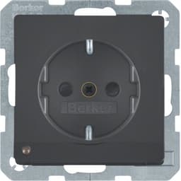 Розетка з з/к з зах.від дітей з LED-підсвіткою, 16А/250В, антрацит, Q.х