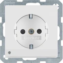 Розетка з з/к з зах.від дітей з LED-підсвіткою, 16А/250В, пол.білизна, Q.х
