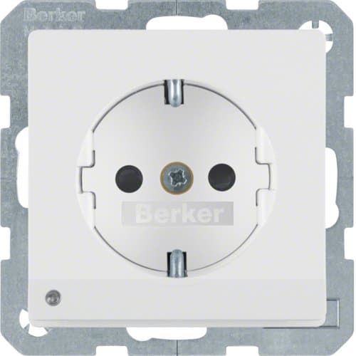 Розетка з з/к з зах.від дітей з LED-підсвіткою, 16А/250В, пол.білизна, Q.х