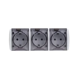 Розетка накладного монтажу з прозорою кришкою 3x з заземленням Simon Aquarius IP54, AQGSz1-3/11a, 16AX 250V~ IP54, гвинт. зажим, біла(AQGSz1-3/11a)