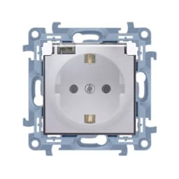 Розетка електрична IP44 SIMON10 SCHUKO з прозорою кришкою, біла(CGSZ1B.01/11A)