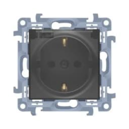 Розетка електрична SIMON10 SCHUKO IP44 з кришкою, графіт (CGSZ1B.01/49A)