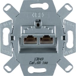 Розетка UAE, 2xRG45, Cat.6, Class A, 8/8-контактна екранована мережева розетка, Hager WDF410862