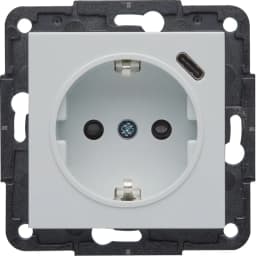 Розетка із з/к та USB-роз’ємом типу C (5V, 2.4A, 12Вт) Hager Lumina WL4850 біла