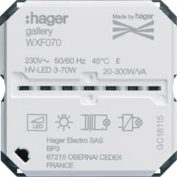 Механізм димера нажимний Bluetooth 250Вт, Lumina/Gallery, Hager WXF070