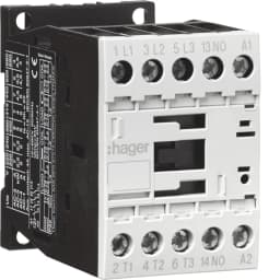 Контактор корпусний 3P + 1НВ, 24В-DС, 9А AC-3, Hager EV00910E