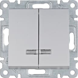 Вимикач з підсв. 2-кл. для серії Lumina Hager WL0242 срібло