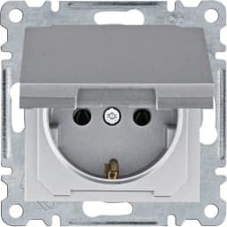 Розетка з з/к з кришкою Hager Lumina, срібна, 16А/230В , WL1152