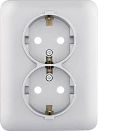 Розетка з з/к подвійна з захистом контактів Hager Lumina, срібна, 16А/230В , WL1262
