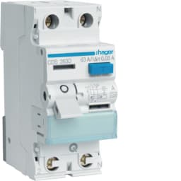 Диференційне реле 2P, 63А, 30mA, A, Quick Connect, Hager CDS263D