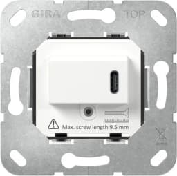 Механізм USB-розетки PD 220–240VAC / 5–20VDC (15–65 Вт), вставка, Gira 236200, білий