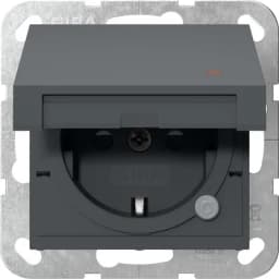 Розетка із з/к та кришкою, шторки, контрольна лампа, 16А/250V System 55 Gira 455228, антрацит