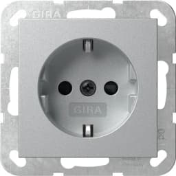 Розетка із з/к, шторки, 16А/250V, без розпірних лапок, System 55 Gira 475526, алюміній