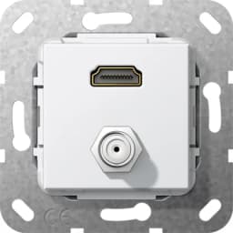 HDMI, гніздо SAT F перехідник Gira 567503, білий глянцевий