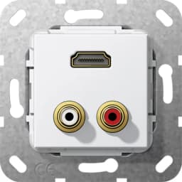 HDMI, тюльпан аудіо розгалужувальний кабель Gira 567403, білий глянцевий