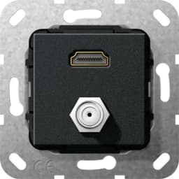 HDMI гніздо SAT F перехідник Gira 567510, чорний матовий
