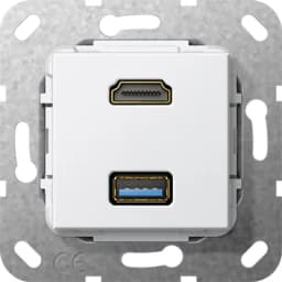 HDMI та USB 30 тіпа А перехідник Gira 567803, білий глянцевий