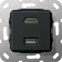 HDMI та USB 30 тіпа А перехідник Gira 567810, чорний матовий