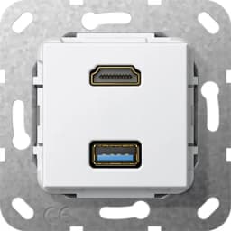 HDMI та USB 30 тіпа А розгалужувальний кабель Gira 567903, білий глянцевий