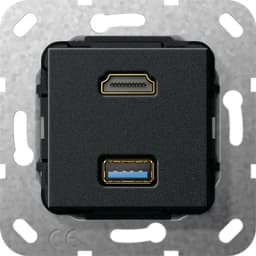 HDMI та USB 30 тіпа А розгалужувальний кабель Gira 567910, чорний матовий