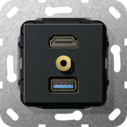 HDMI USB30 A Mіні джек 35мм перехідник/розгал кабель Gira 568010, чорний матовий