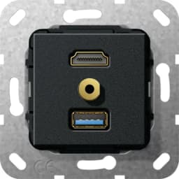 HDMI USB30 A Mіні джек 35мм розгалужувальний кабель Gira 568110, чорний матовий