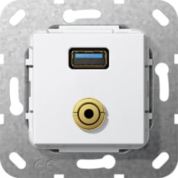 USB 30 A міні-джек перехідник/розгалужувальний кабель Gira 568603, білий глянцевий