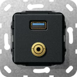 USB 30 A міні-джек перехідник/розгалужувальний кабель Gira 568610, чорний матовий