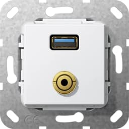 USB 30 A міні-джек розгалужувальний кабель Gira 568703, білий глянцевий