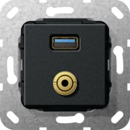 USB 30 A міні-джек розгалужувальний кабель Gira 568710, чорний матовий