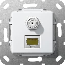 Modular Jack RJ45 кат6A 10 Гбит SAT F перехідник Gira 569703, білий глянцевий