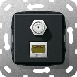 Modular Jack RJ45 кат6A 10 Гбит SAT F перехідник Gira 569710, чорний матовий