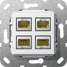 Modular Jack RJ45 кат6A 10 Гбит 4-м перехідник Gira 569803, білий глянцевий