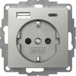 Розетка з USB 2-гн тип A/C System 55 Gira 2459600, сталь