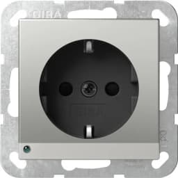 Розетка із з/к та шторками, з LED підсвічуванням, 16А/250V System 55 Gira 4170600, сталь