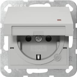 Розетка із з/к та кришкою, шторки, контрольна лампа, 16А/250V System 55 Gira 4552015, сірий матовий